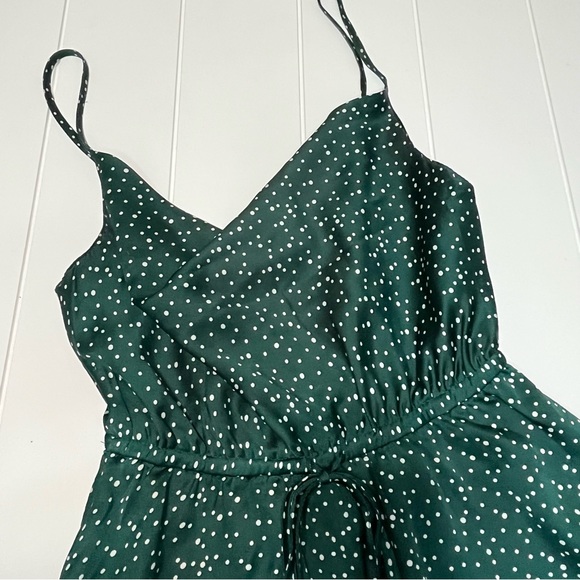 Princess Polly Green White Polka Dot Satin Mini Dress - Picture 5 of 9